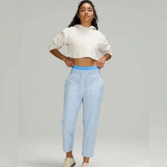 lululemon athletica Pants - Lululemon Beyond the Studio Blue Linen size 8